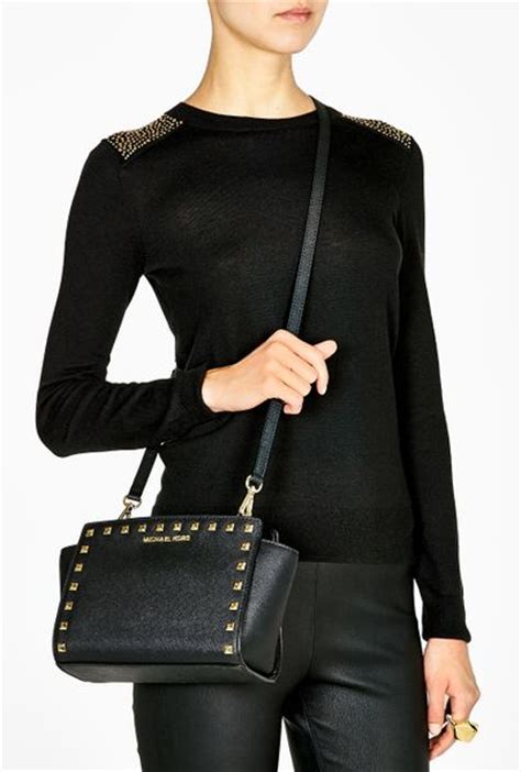 michael kors selma medium messenger studded|Michael Kors selma medium crossbody.